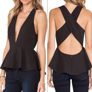 Lovers + Friends Cross Strap Peplum Top